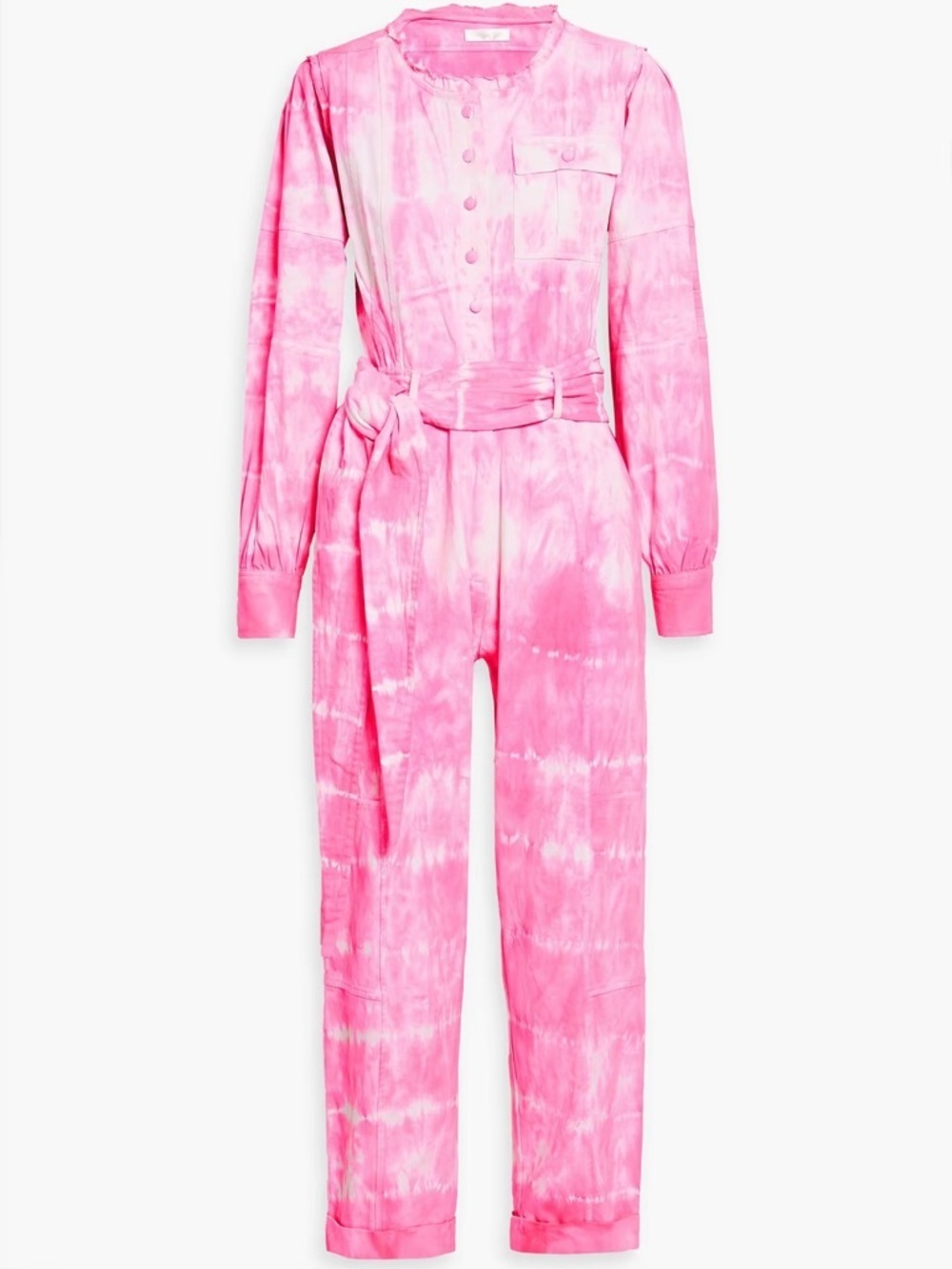 NWT LoveShackFancy ‘Paca’ Belted Denim Jumpsuit in “Hibiscus Hand Dye” Size 0